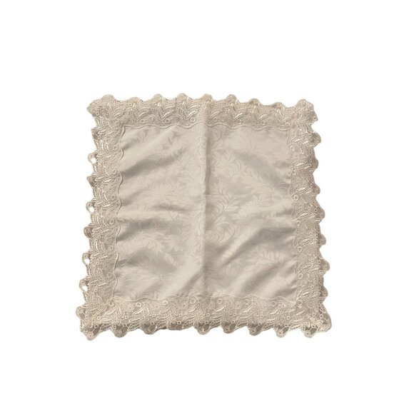 Elegant Lace-Trimmed Square Pillowcase and Matching Decorative Doily - Picture 1 of 6